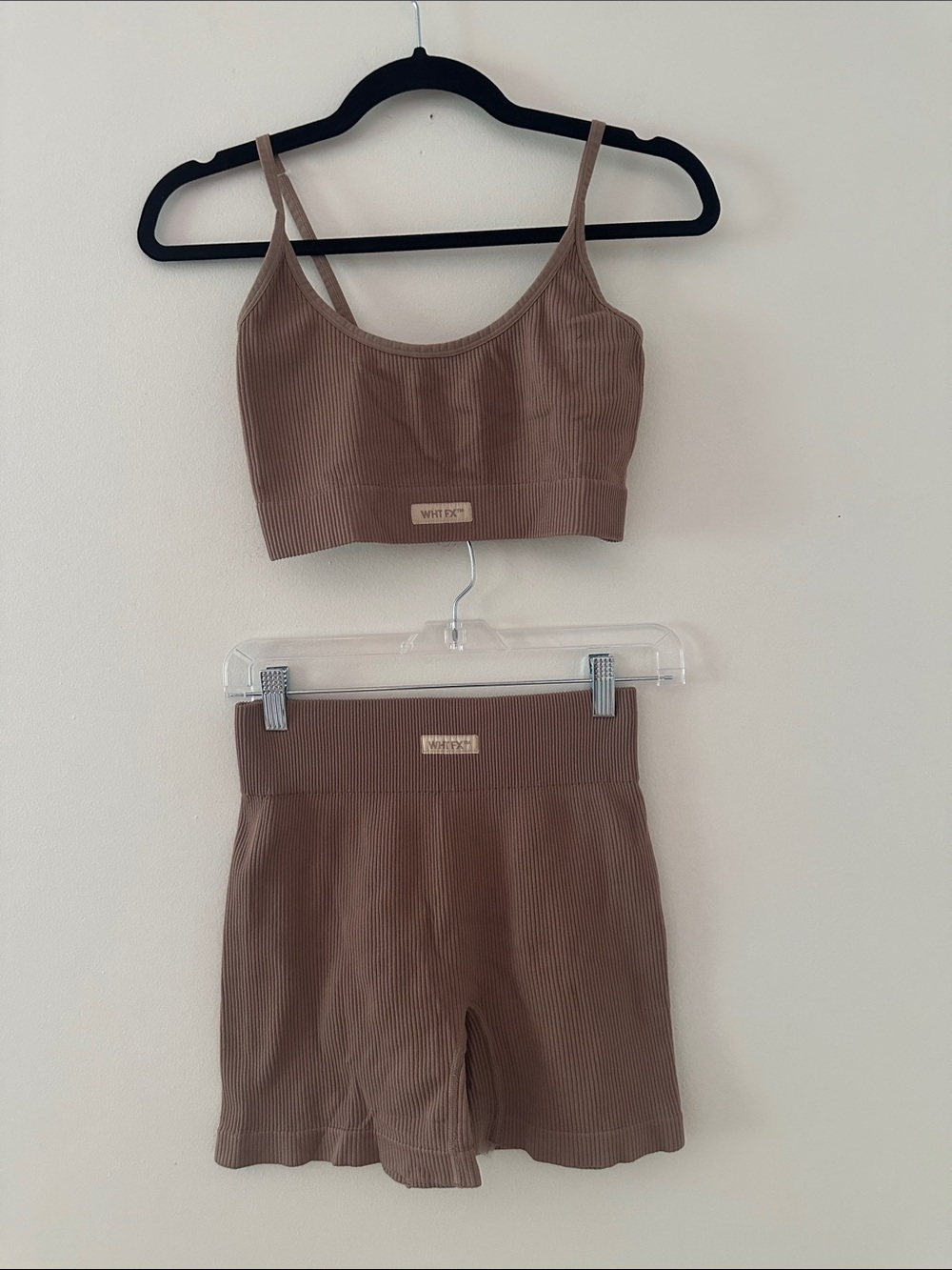 White Fox Boutique ribbed set brown taupe
